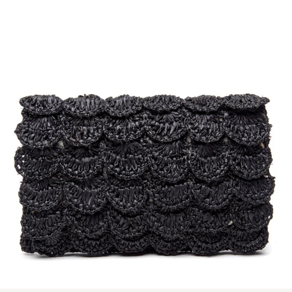 NWT Mar y Sol Lizzie Handmade Raffia Clutch Bag Grey Gray Blue - Picture 1 of 6
